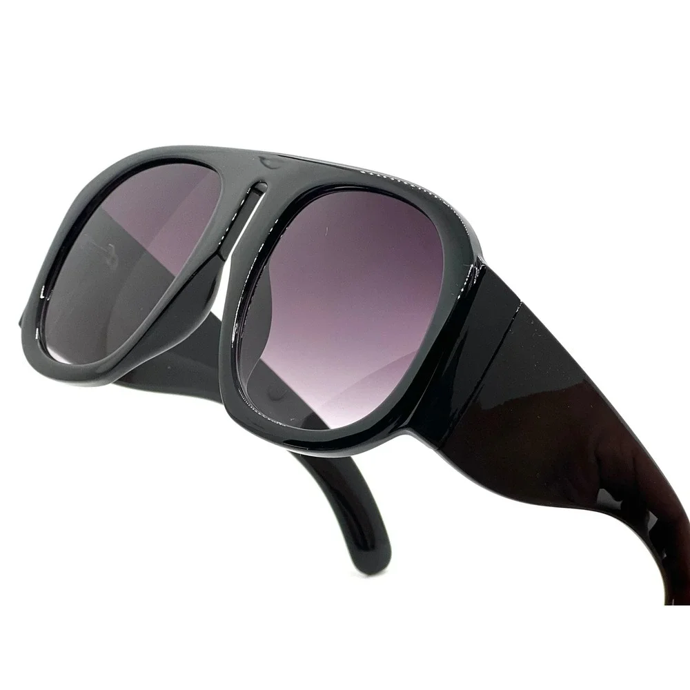 Oversized Square‎ Sunglasses Women Men Black Gradient Purple Lens Fashion Shades